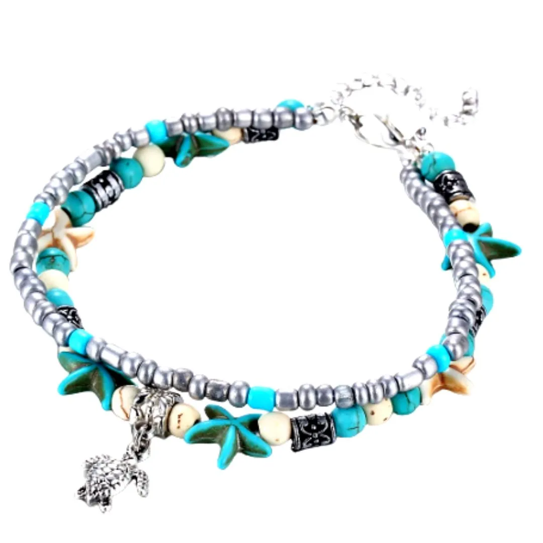 CLEARANCE! Boho Sea Turtle Beaded Ankle Bracelet Bohemian Jewelry